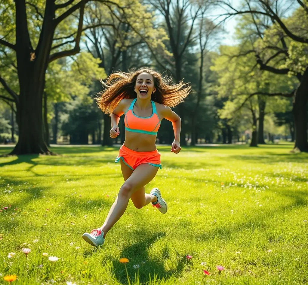 mujer corriendo feliz