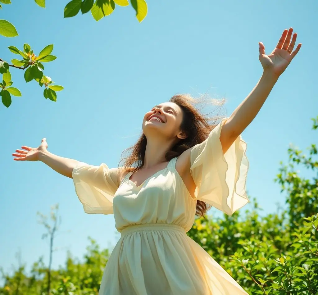 mujer disfrutando aire libre