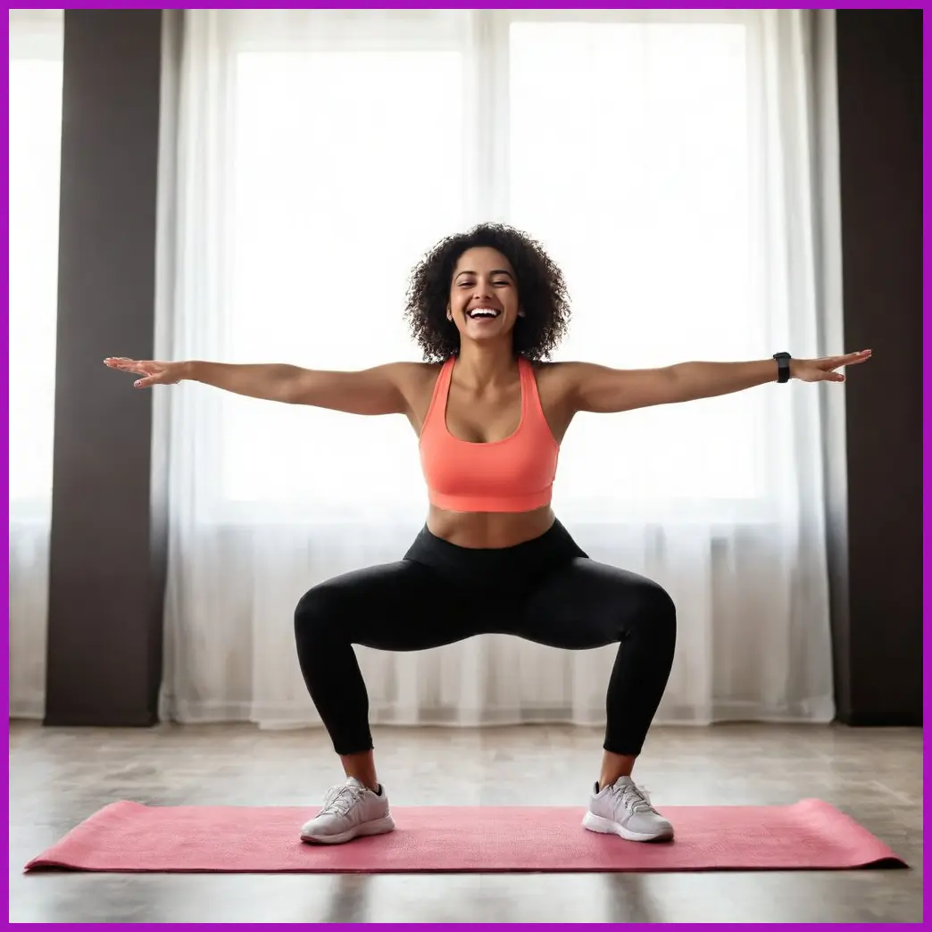 mujer feliz haciendo ejercicio