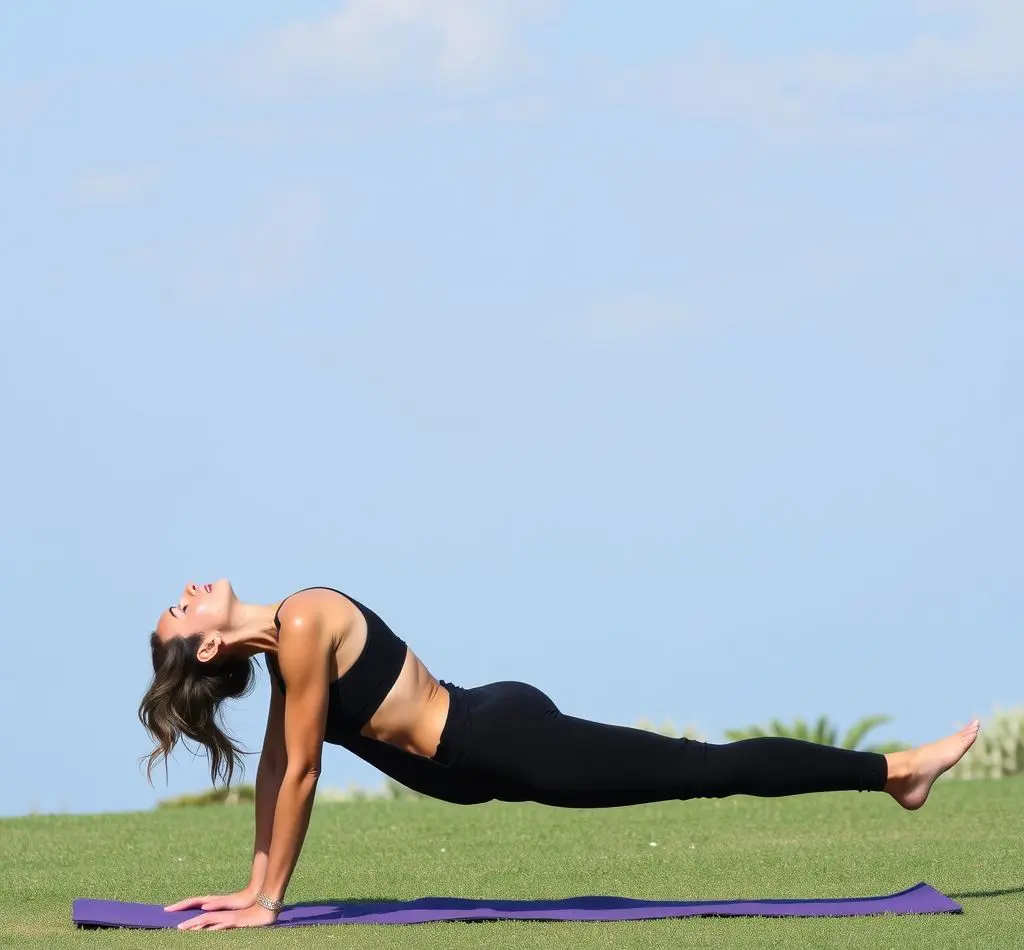 mujer haciendo plancha yoga