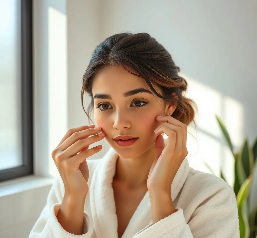 mujer joven analizando su piel