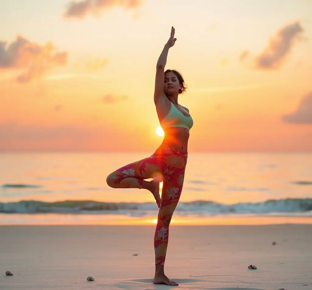 mujer joven haciendo yoga