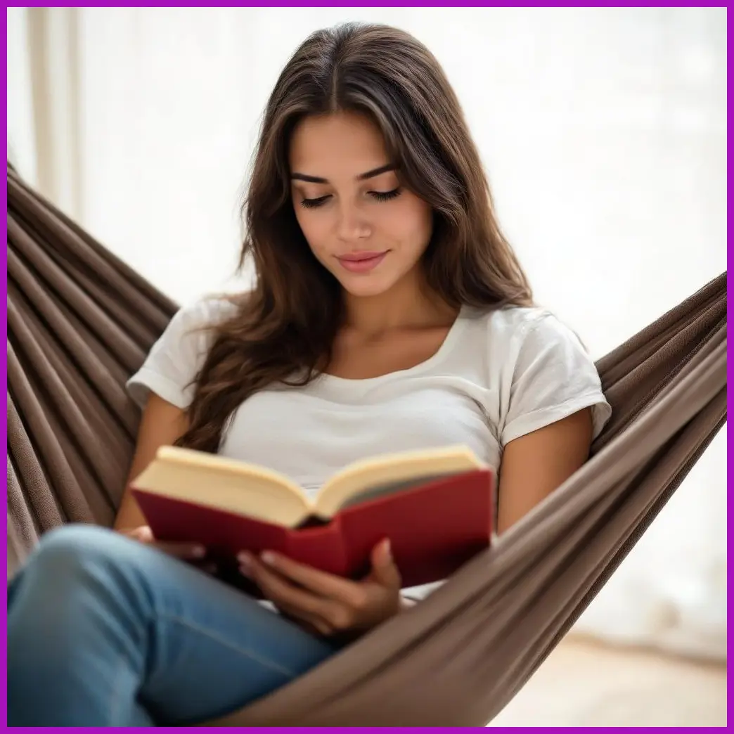 mujer leyendo en hamaca