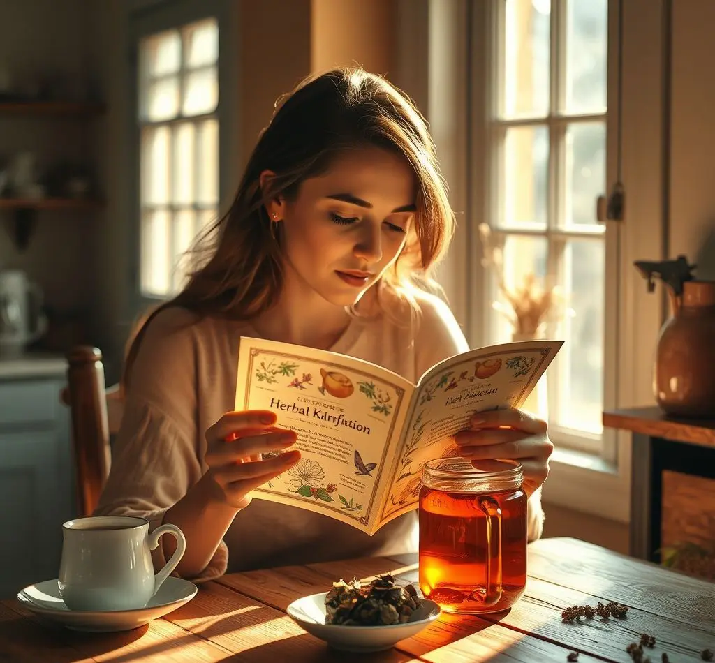 mujer leyendo etiqueta infusion