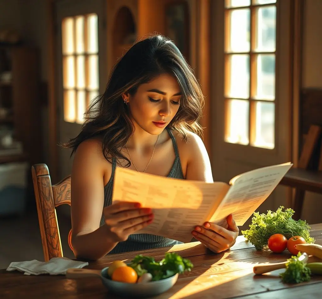 mujer leyendo lista ingredientes