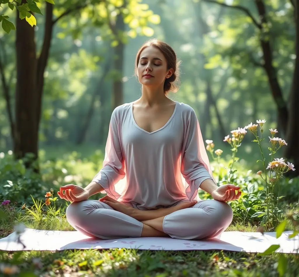 mujer meditando postura yoga