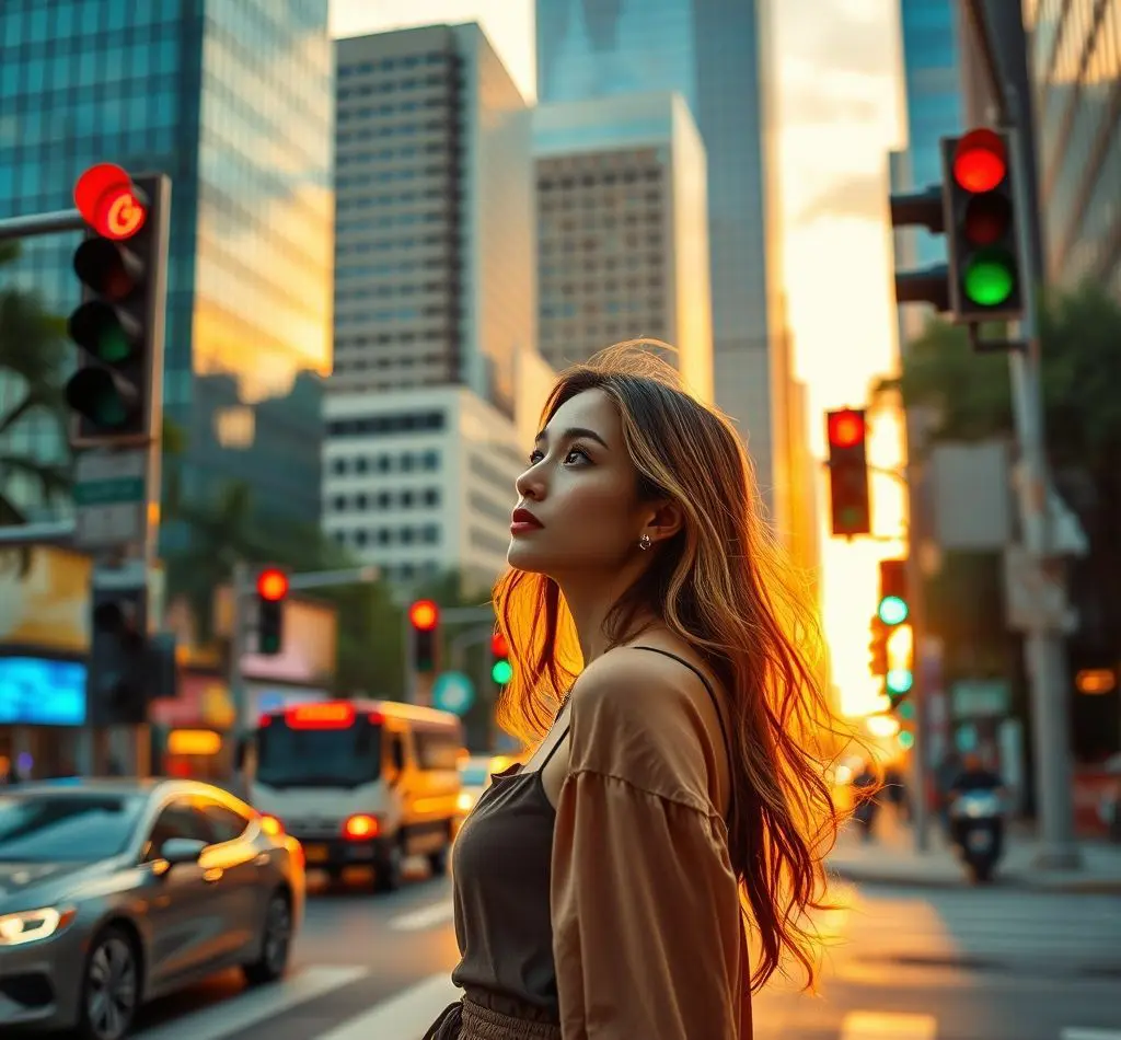 mujer mirando senales trafico