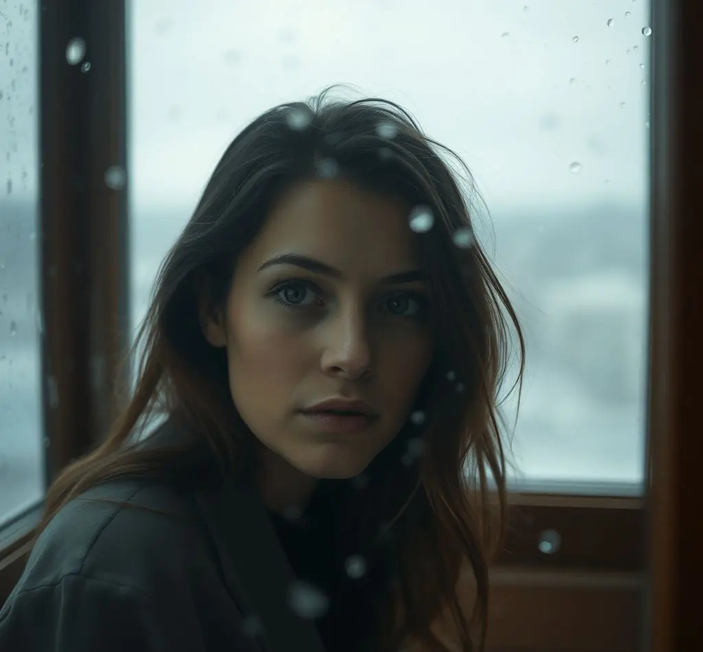 mujer mirando ventana melancolica