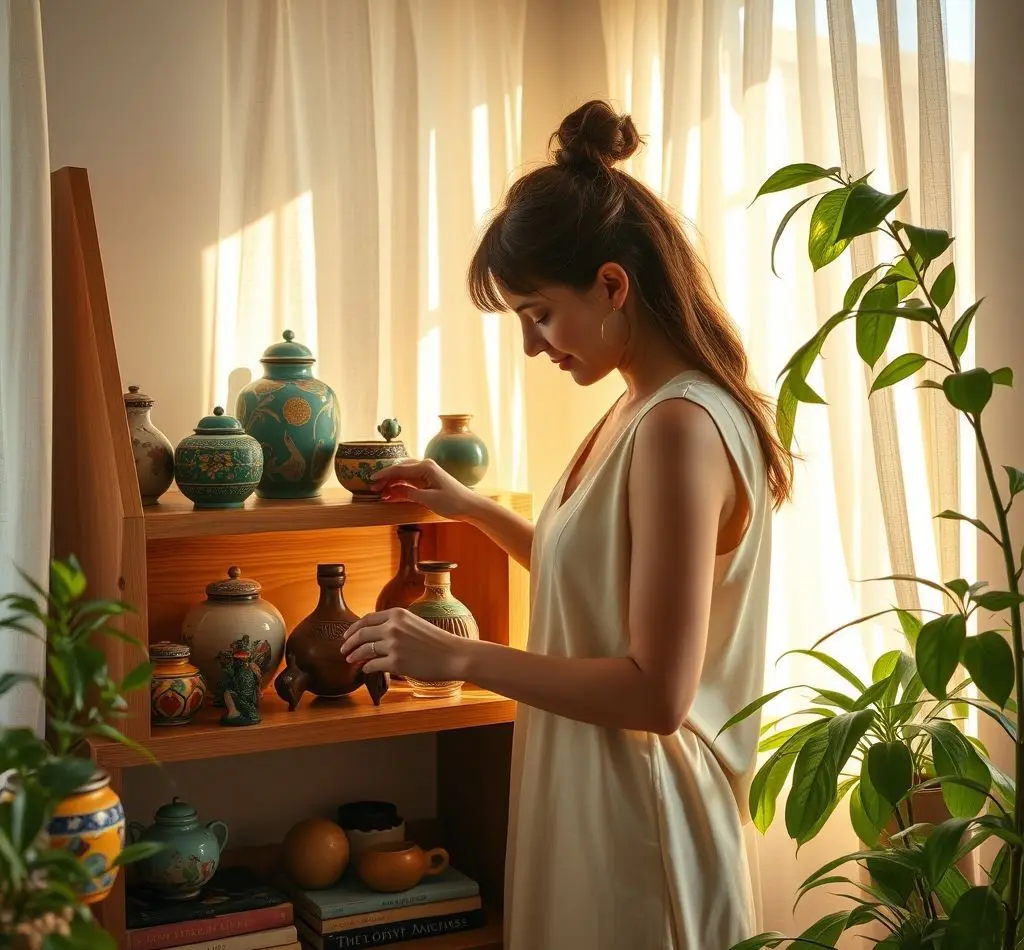 mujer organizando objetos