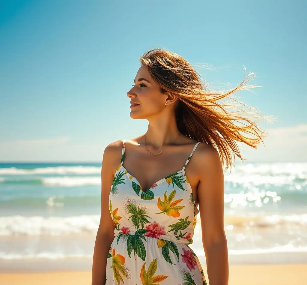 mujer peinado verano playa