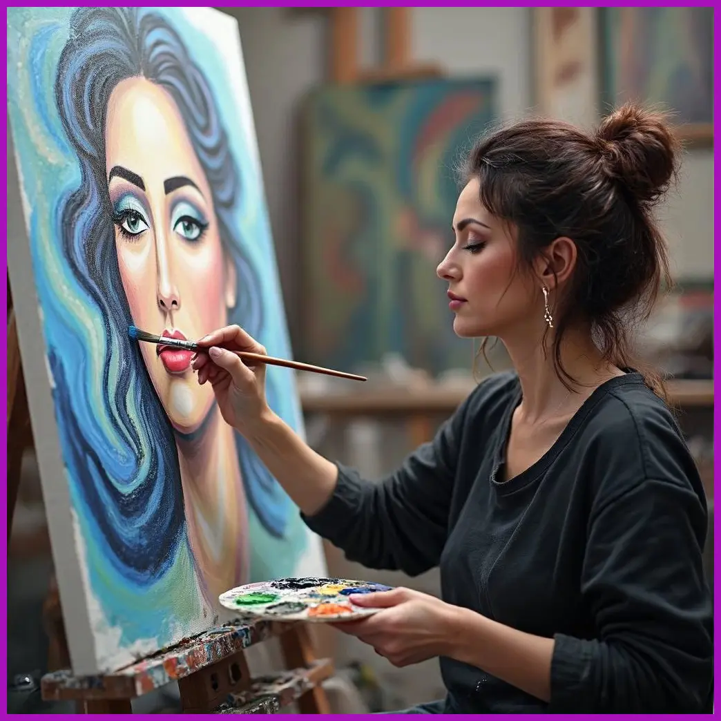 mujer pintando abstracto