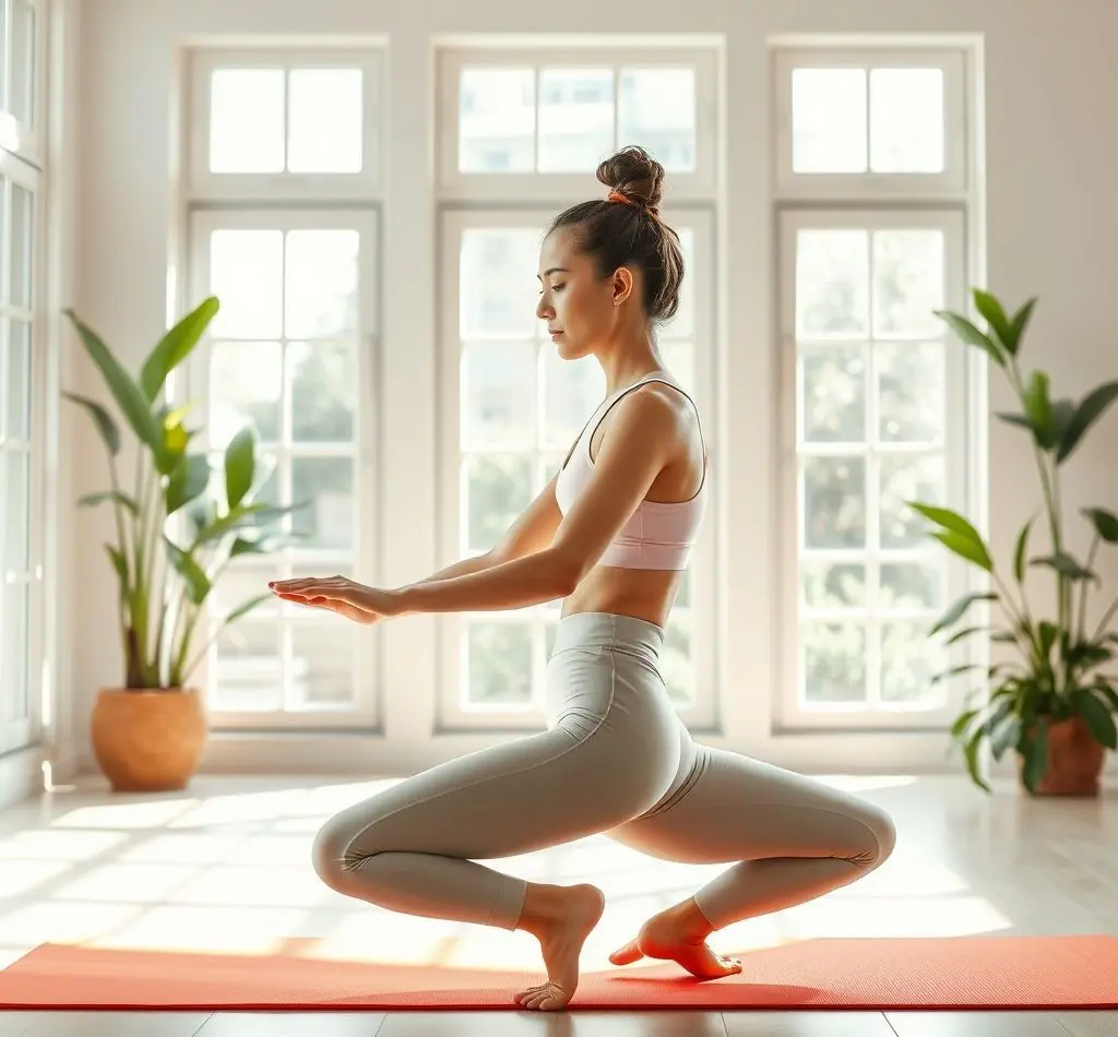 mujer practicando pilates colchoneta