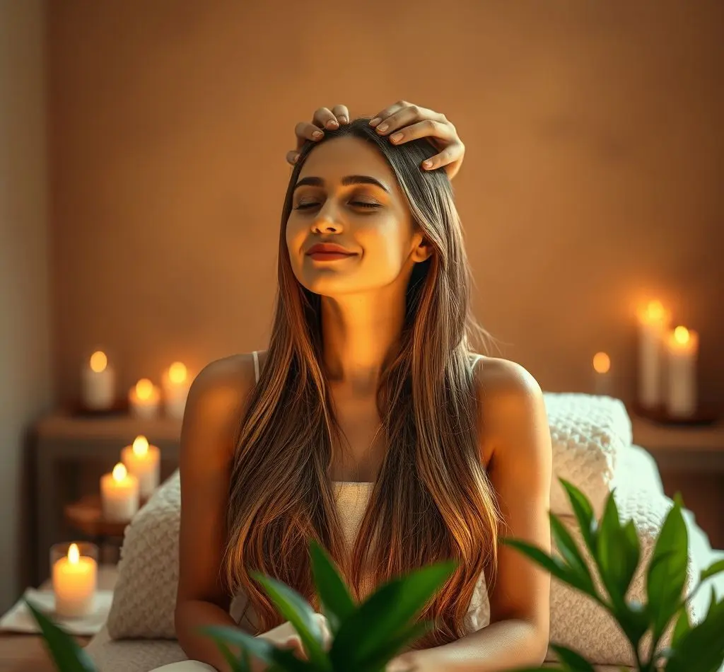 mujer recibiendo masaje capilar