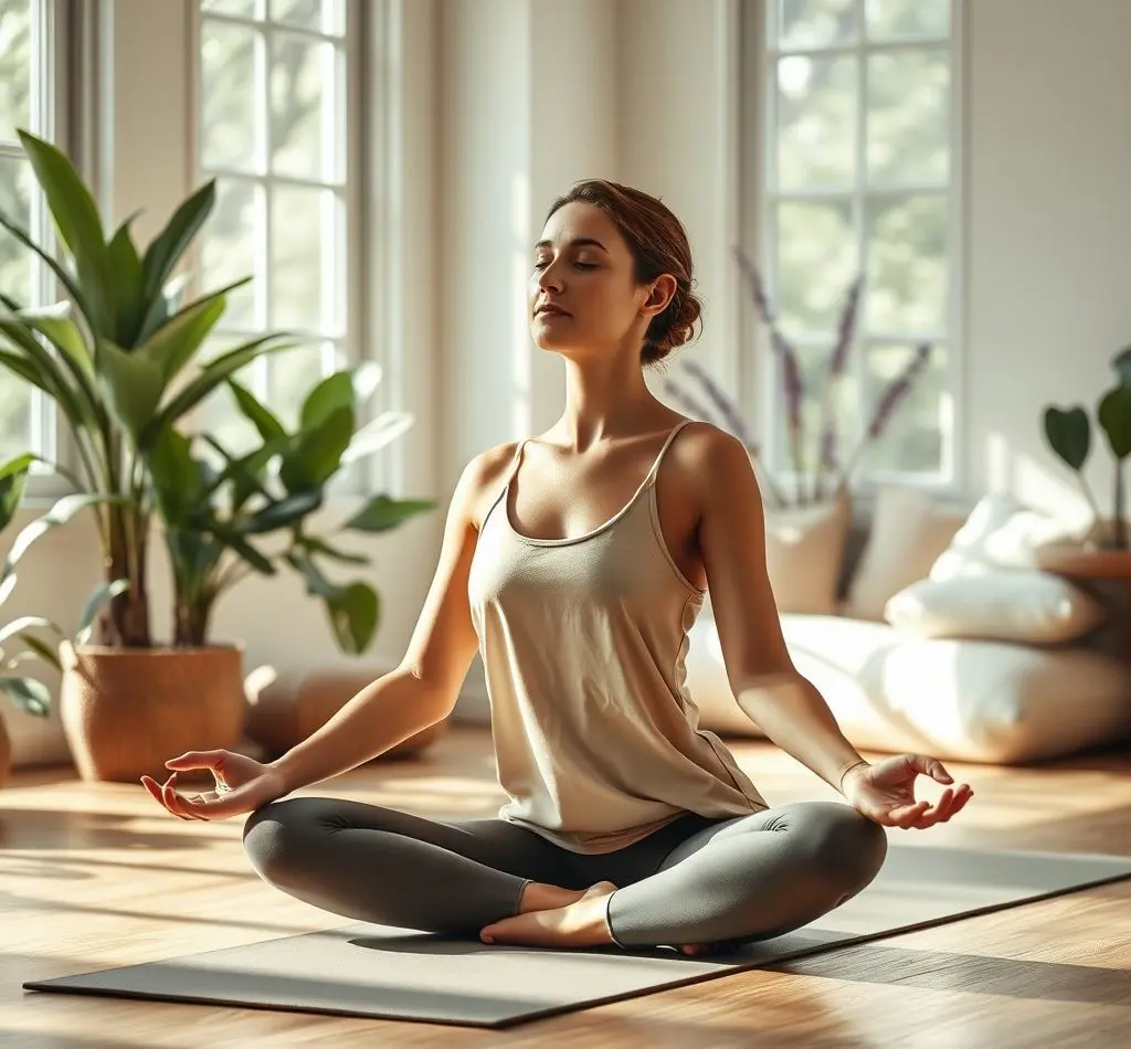 mujer relajada yoga restaurativa