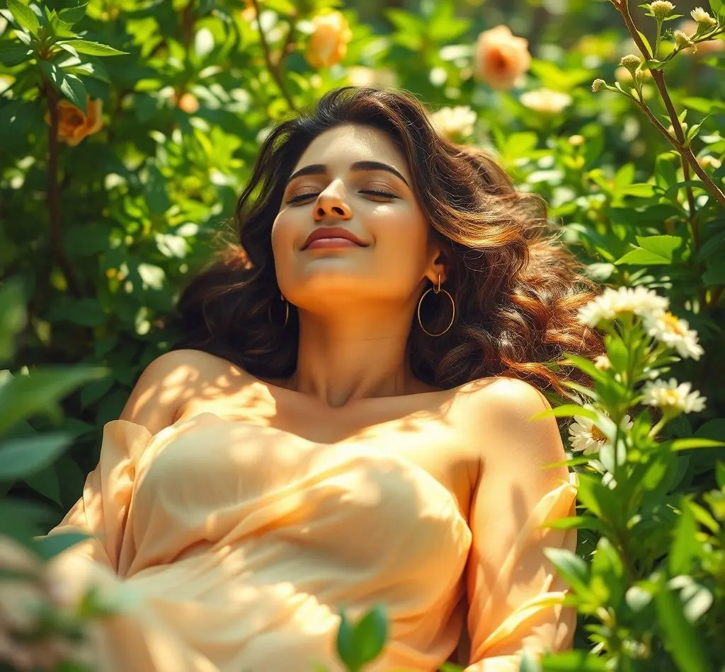 mujer relajandose sol