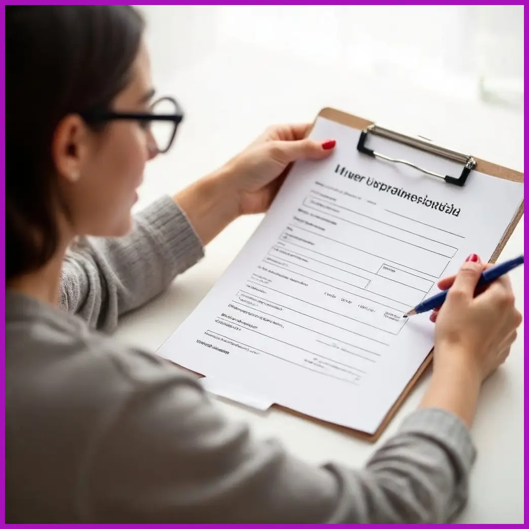 mujer rellenando formularios