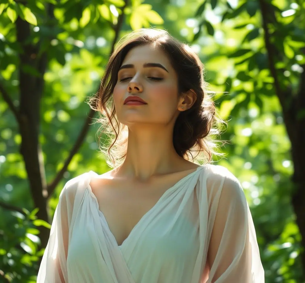 mujer respirando conciencia