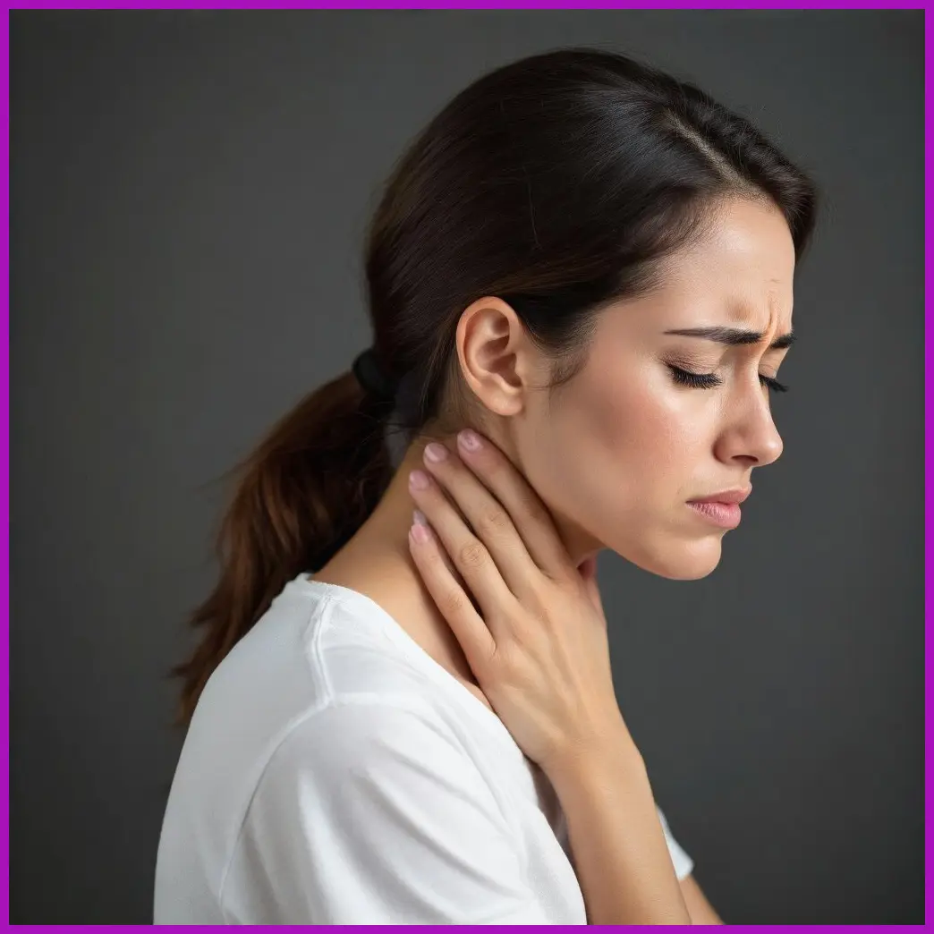 mujer sintiendo dolor cuello