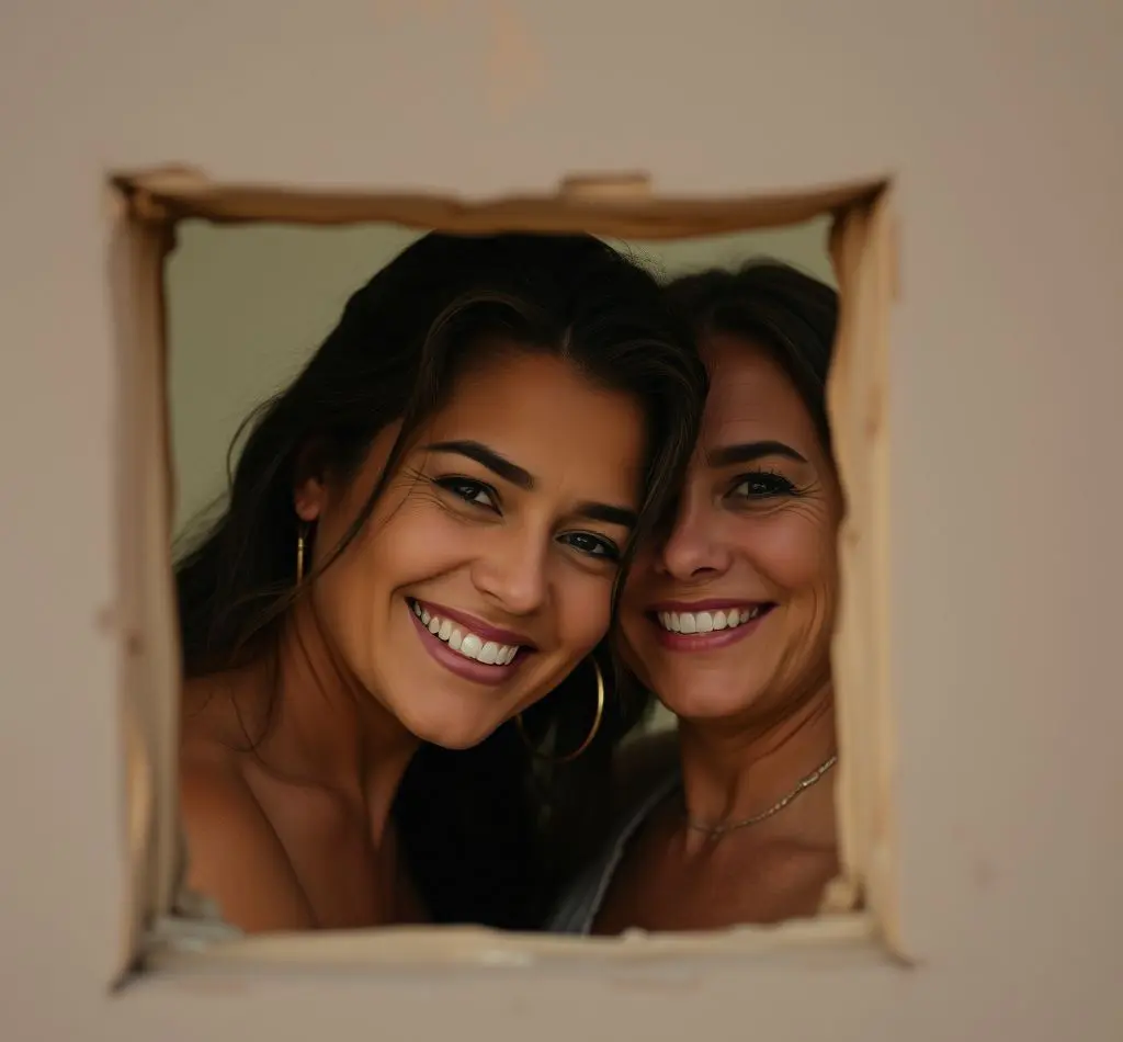 mujer sonriendo frente espejo