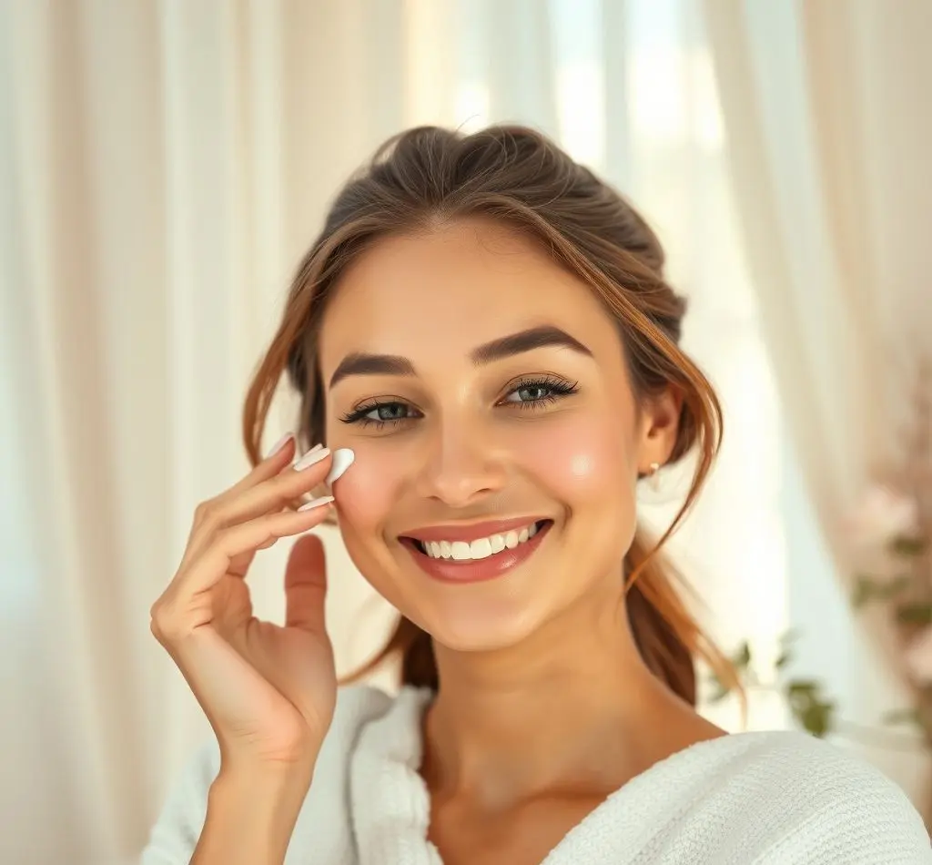 mujer sonriente cuidado facial