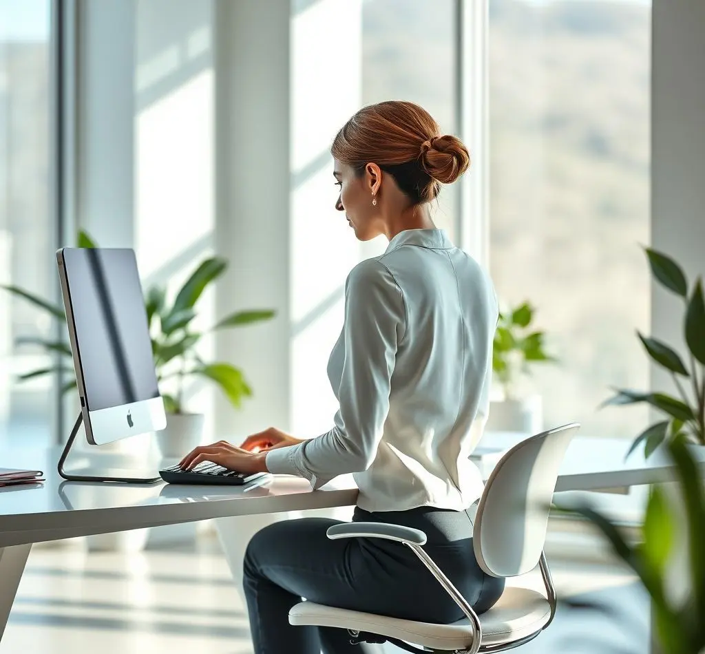 mujer trabajando postura correcta