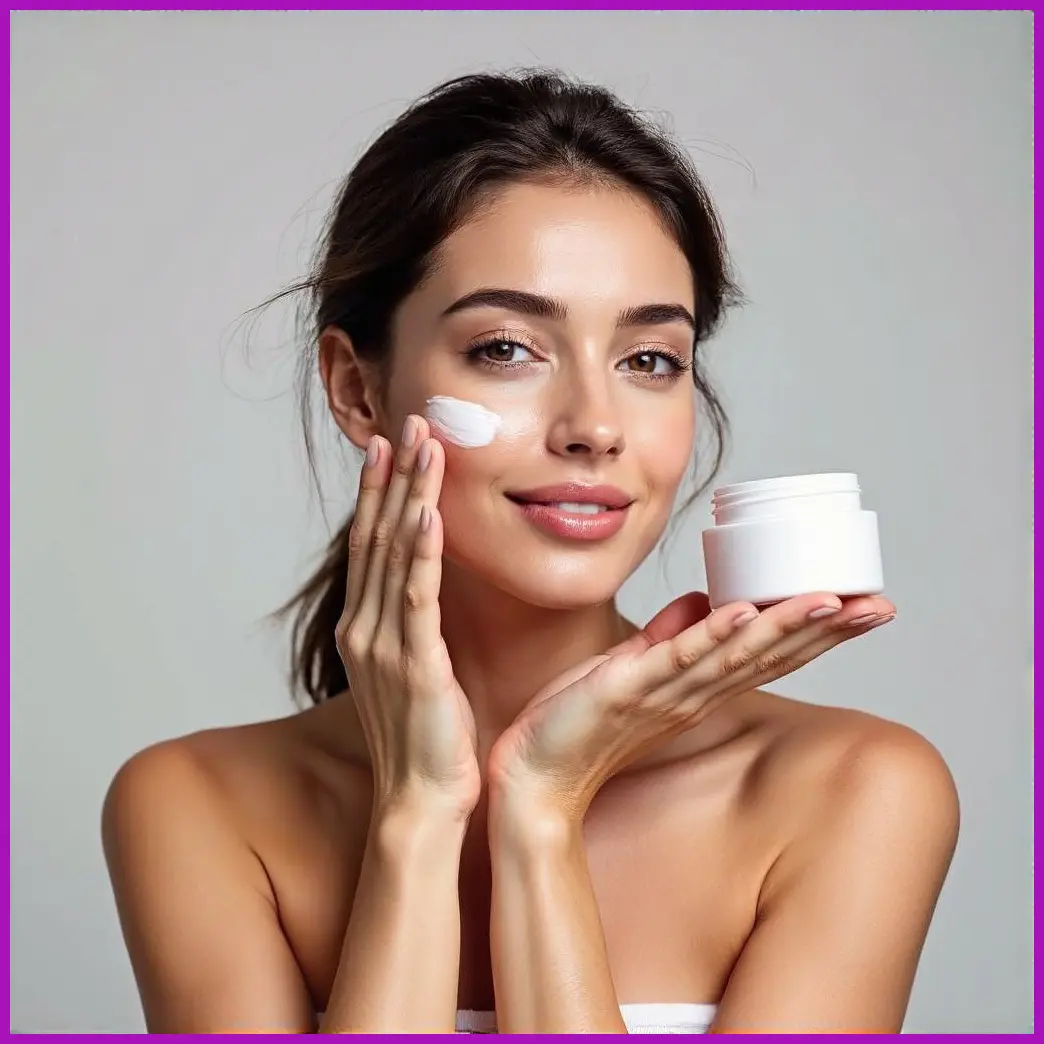 mujer usando crema despigmentante facial