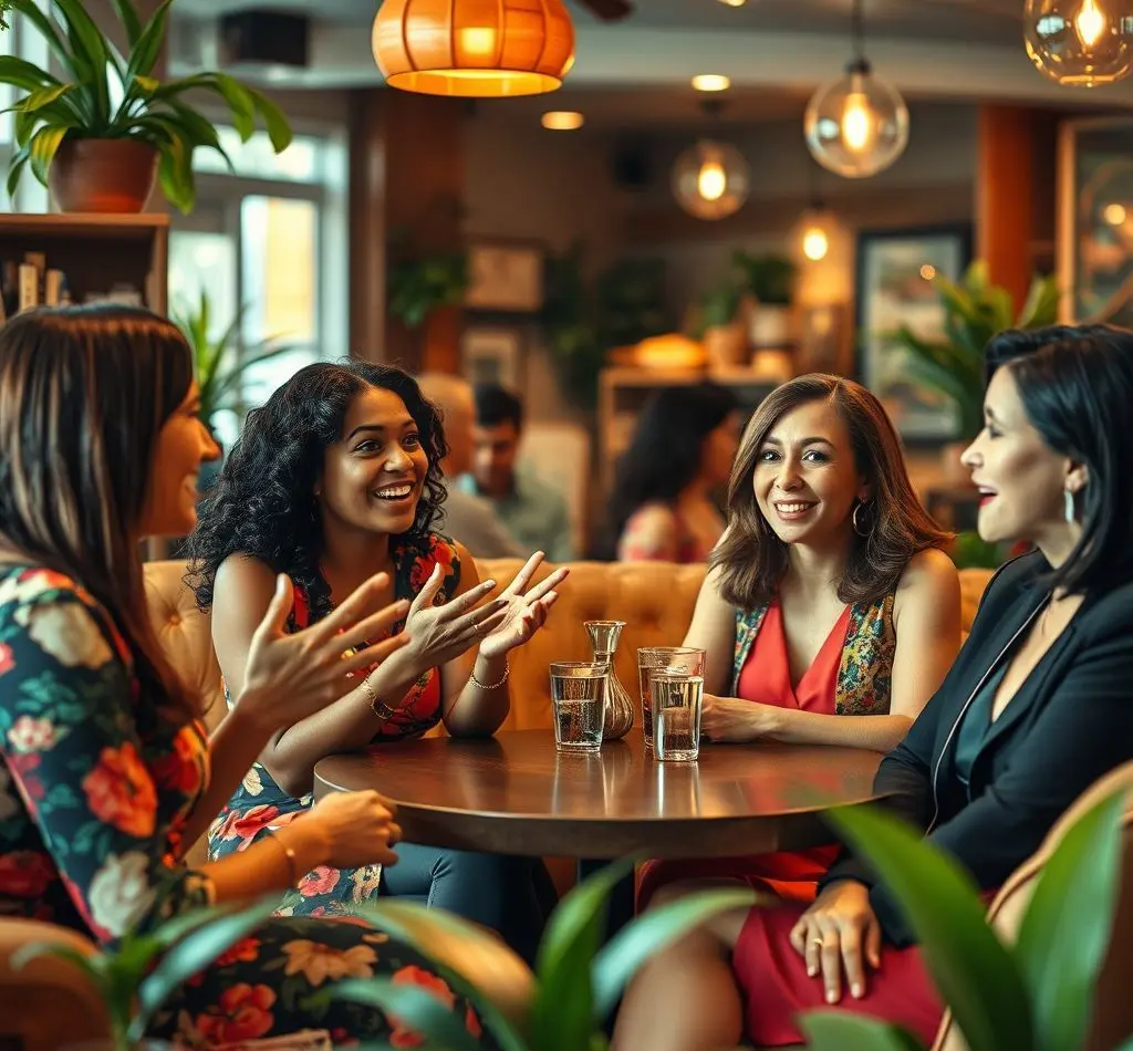 mujeres conversando animadamente