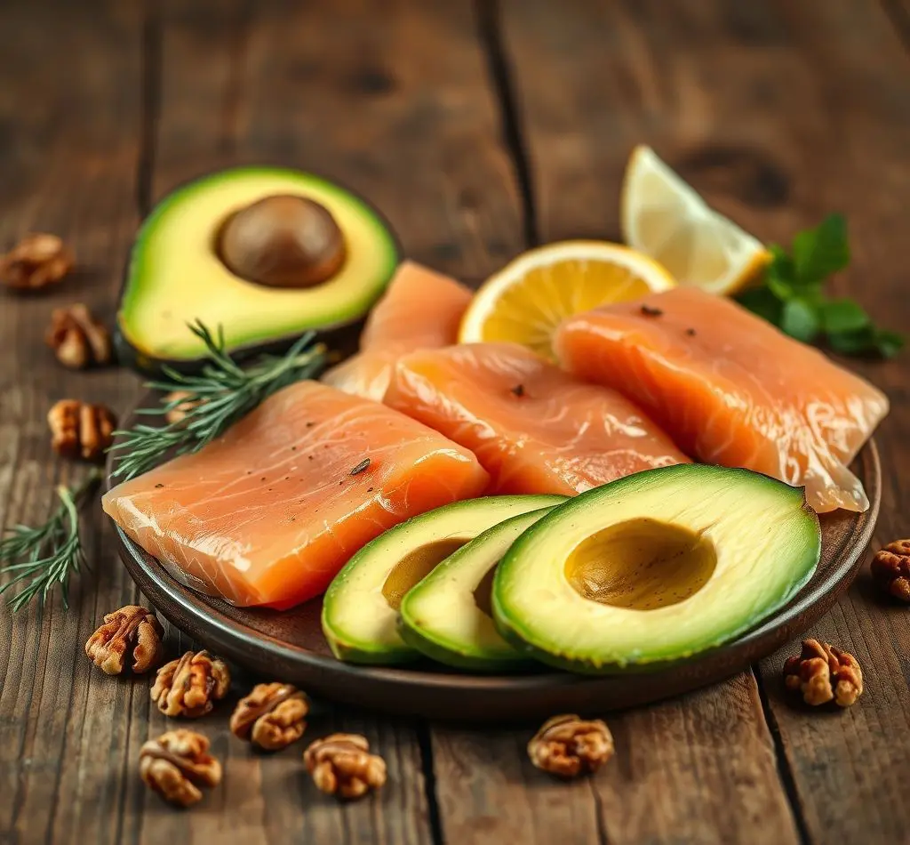 salmon aguacate y nueces
