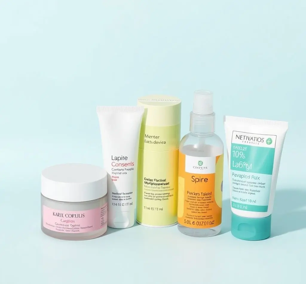 varios productos cuidado facial
