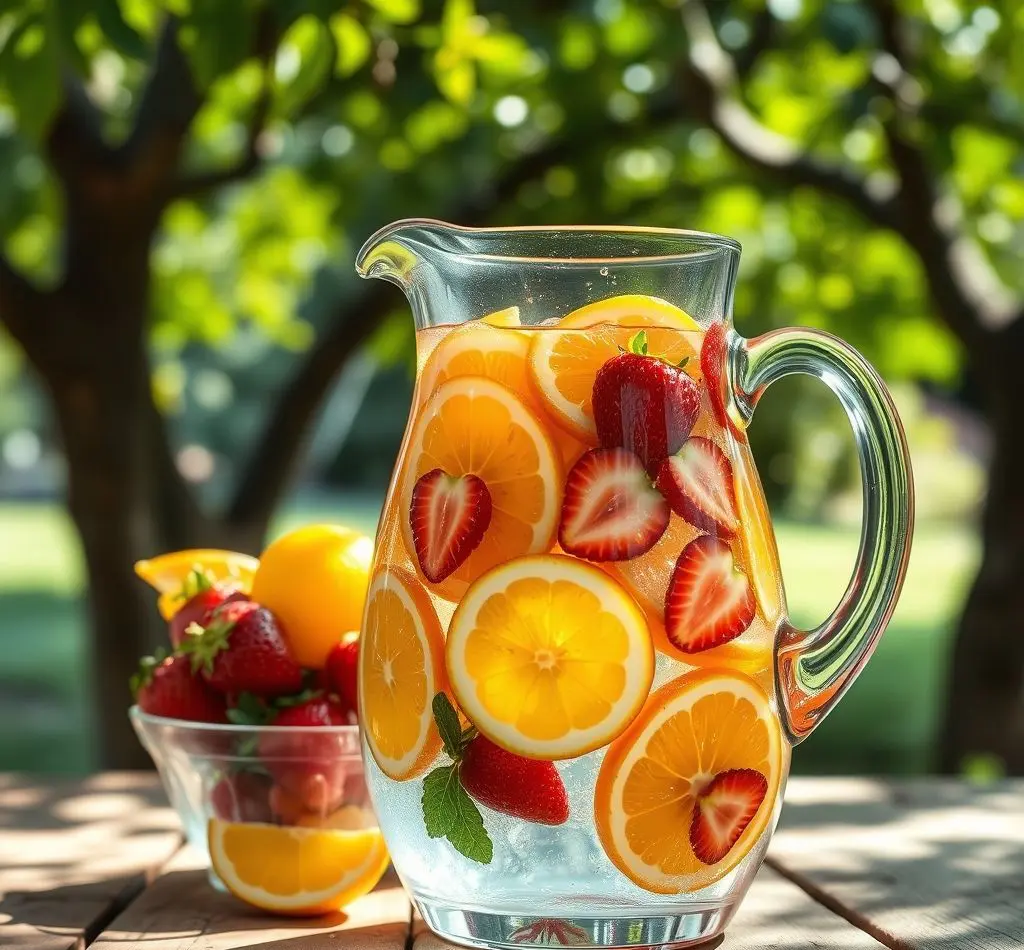 vaso agua con frutas