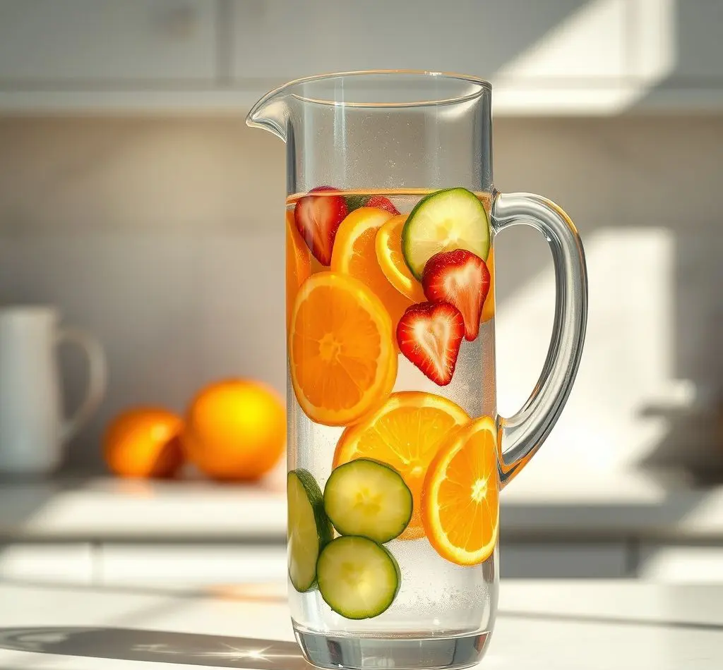 vaso agua frutas frescas
