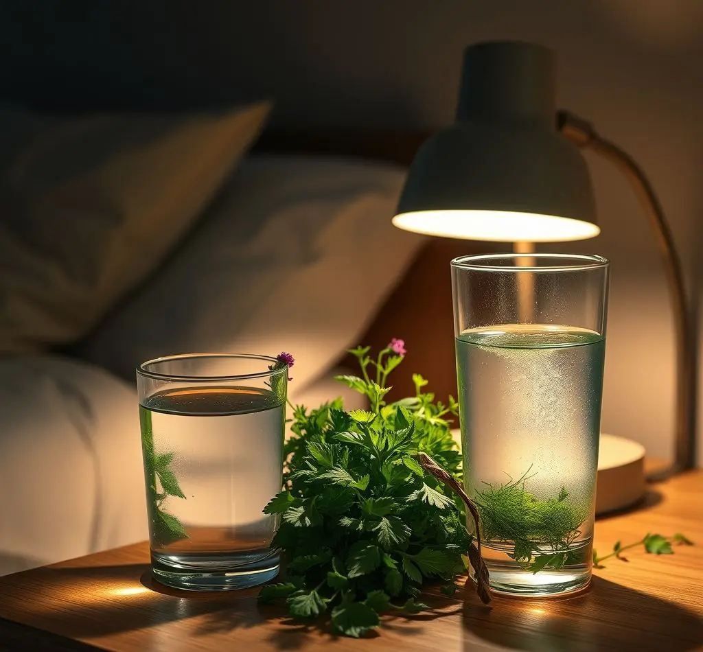 vaso agua hierbas dormir