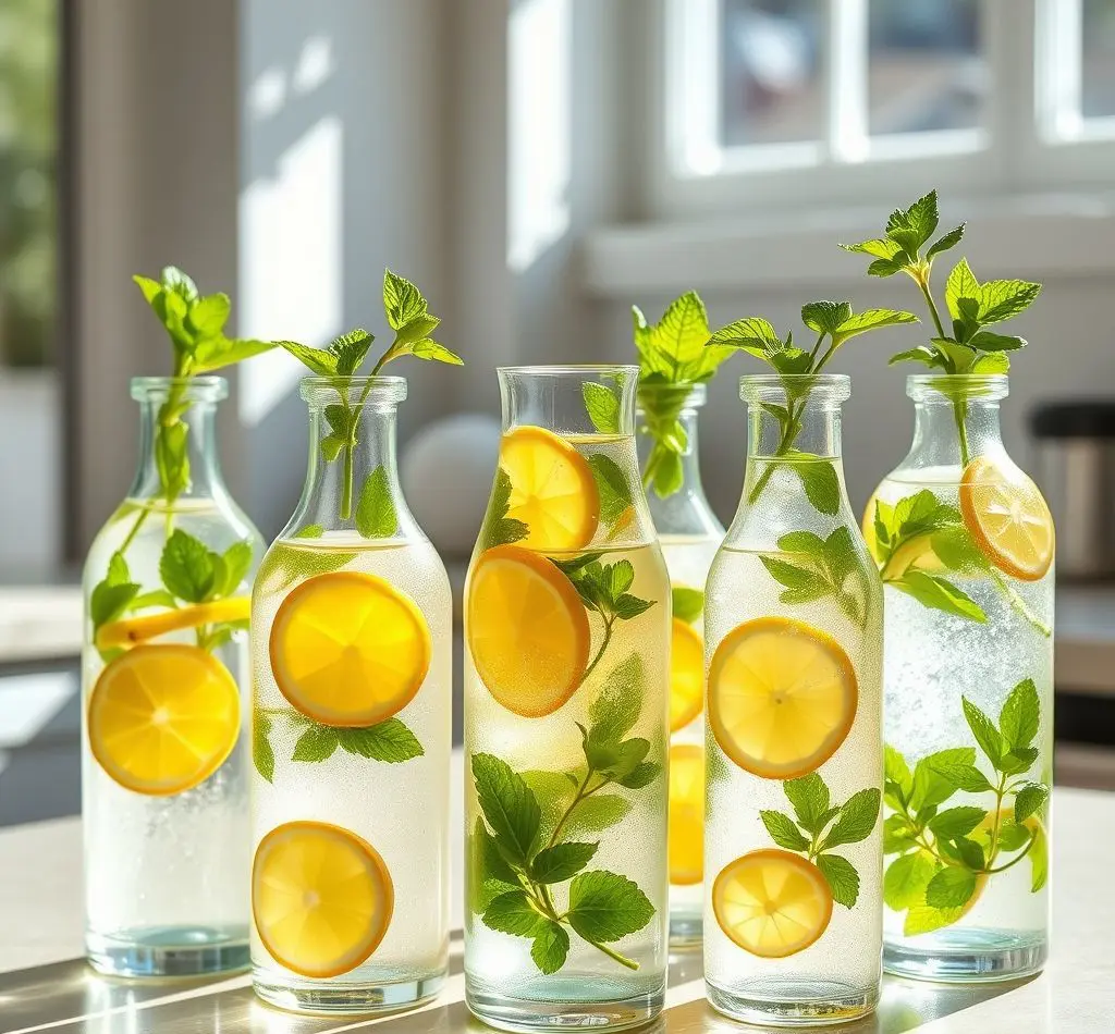 vasos agua limon menta